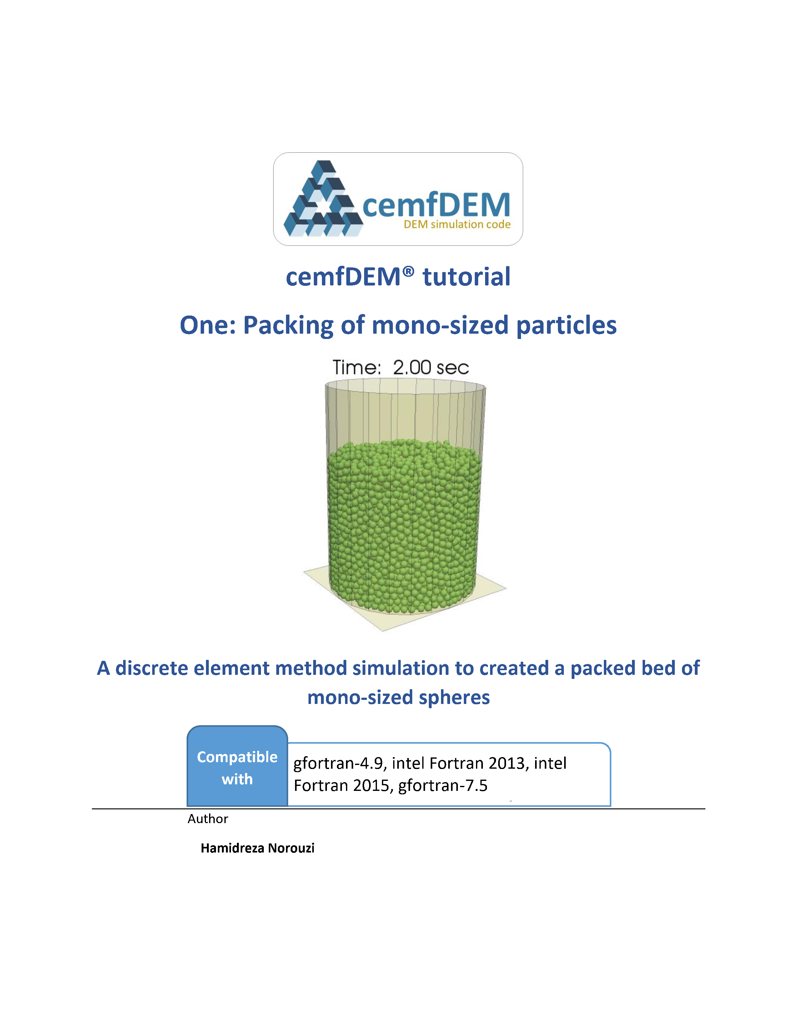 One: A discrete element method simulation to created a packed bed of spheres